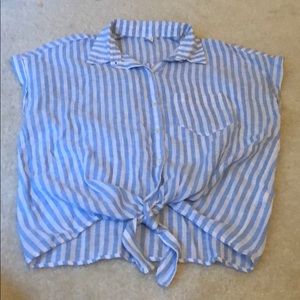 Blue and white tie up top